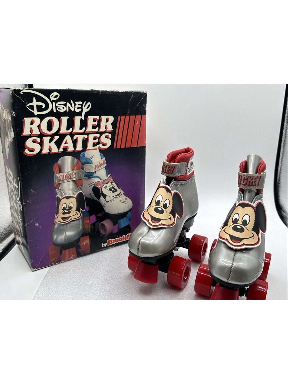 Brookfield Disney Mickey Mouse Child Vintage Roller Skates Silver Vintage 1980s